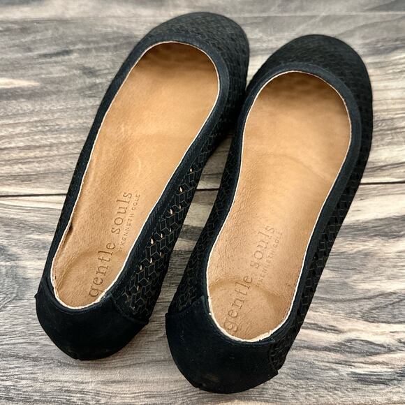 NWOB Gentle Souls by Kenneth Cole Eugene Woven Travel Ballet Flats 7.5M Leather - Picture 8 of 11